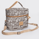 Bougie vanity beige | laminated fabric with genuine leather - geo - black - vanity fabric