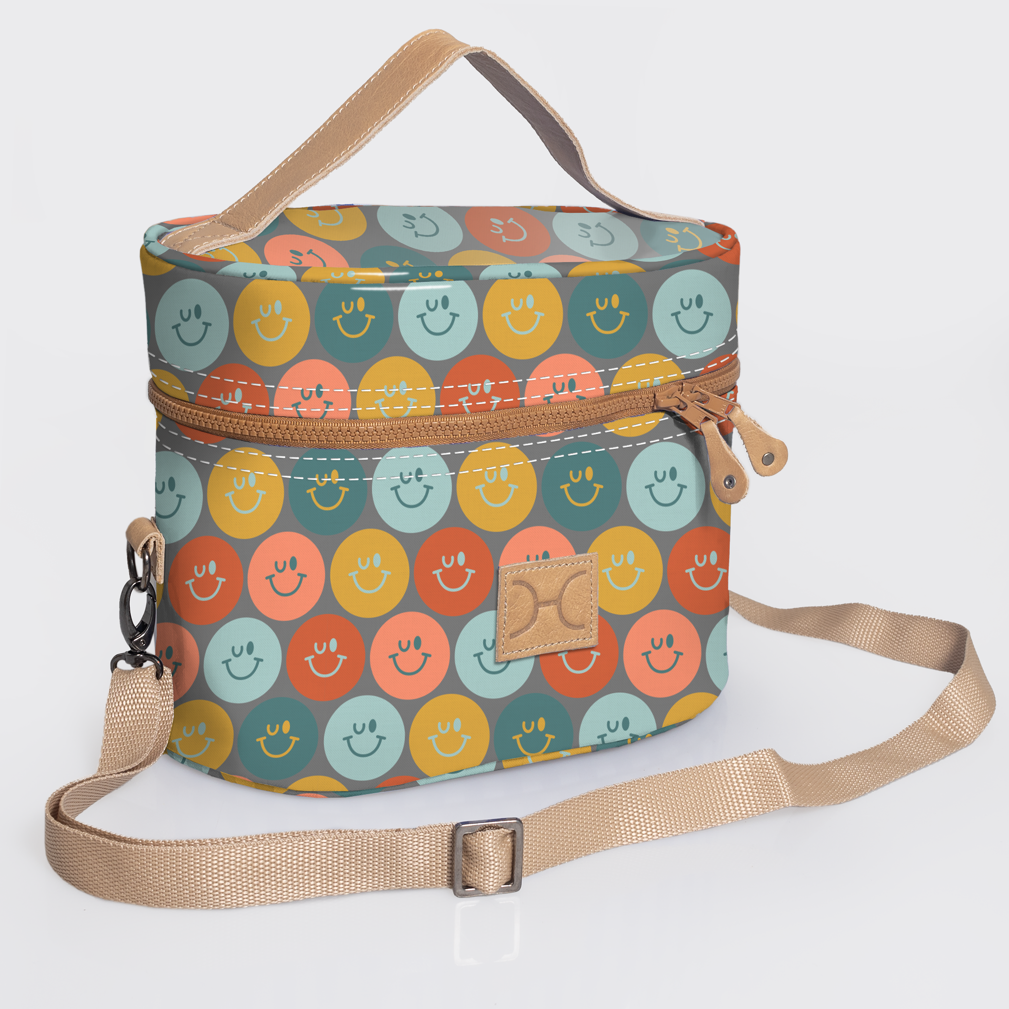 Bougie vanity beige | laminated fabric with genuine leather - smiley - jet - vanity fabric