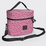 Bougie Vanity Black | Laminated Fabric with Genuine Leather Cheetah - Pink Vanity Fabric by Thandana