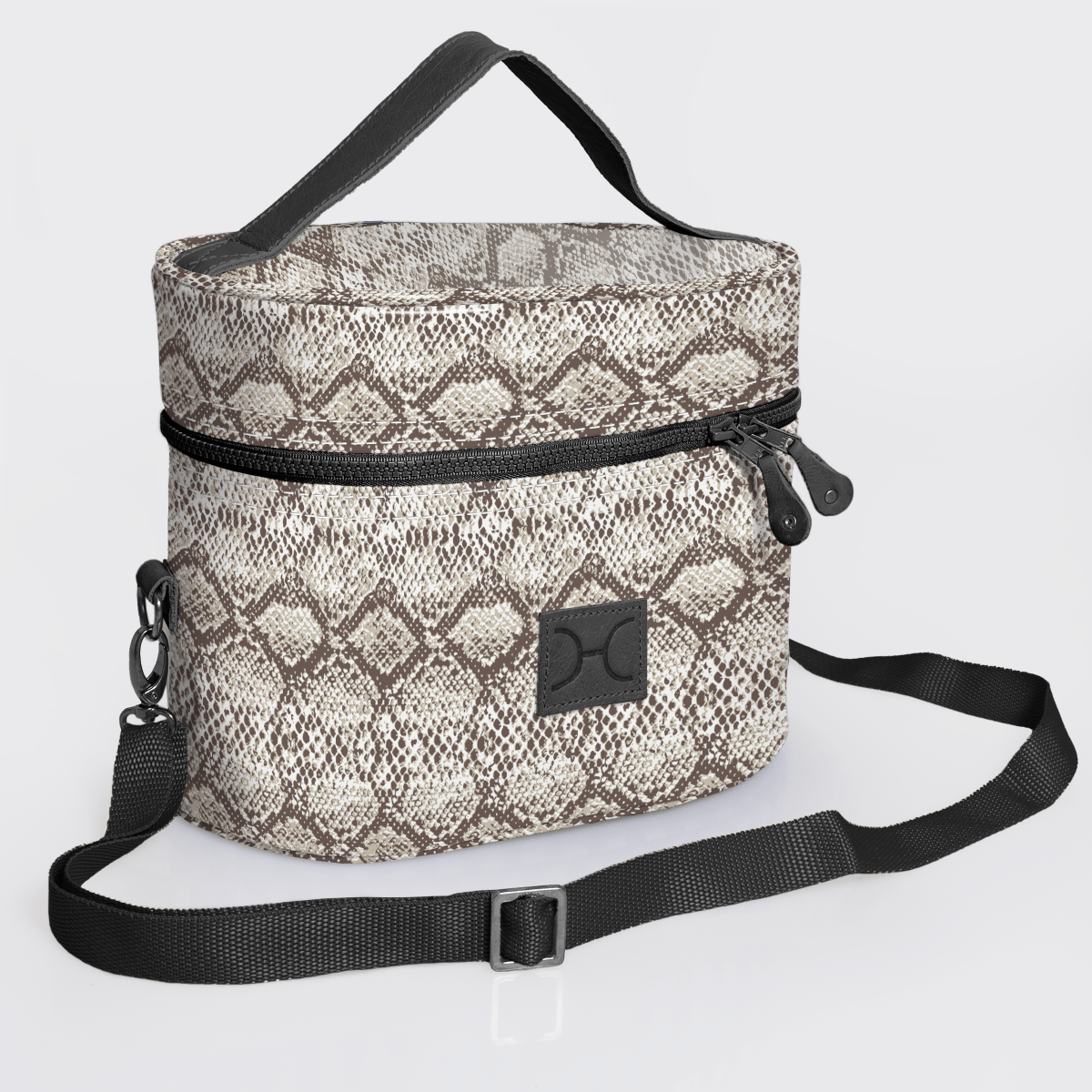Bougie Vanity Black | Laminated Fabric with Genuine Leather Python - Moody Vanity Fabric by Thandana