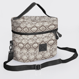 Bougie Vanity Black | Laminated Fabric with Genuine Leather Python - Moody Vanity Fabric by Thandana