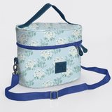 Bougie Vanity Blue | Laminated Fabric with Genuine Leather Crazy Daisy - Sage Vanity Fabric by Thandana