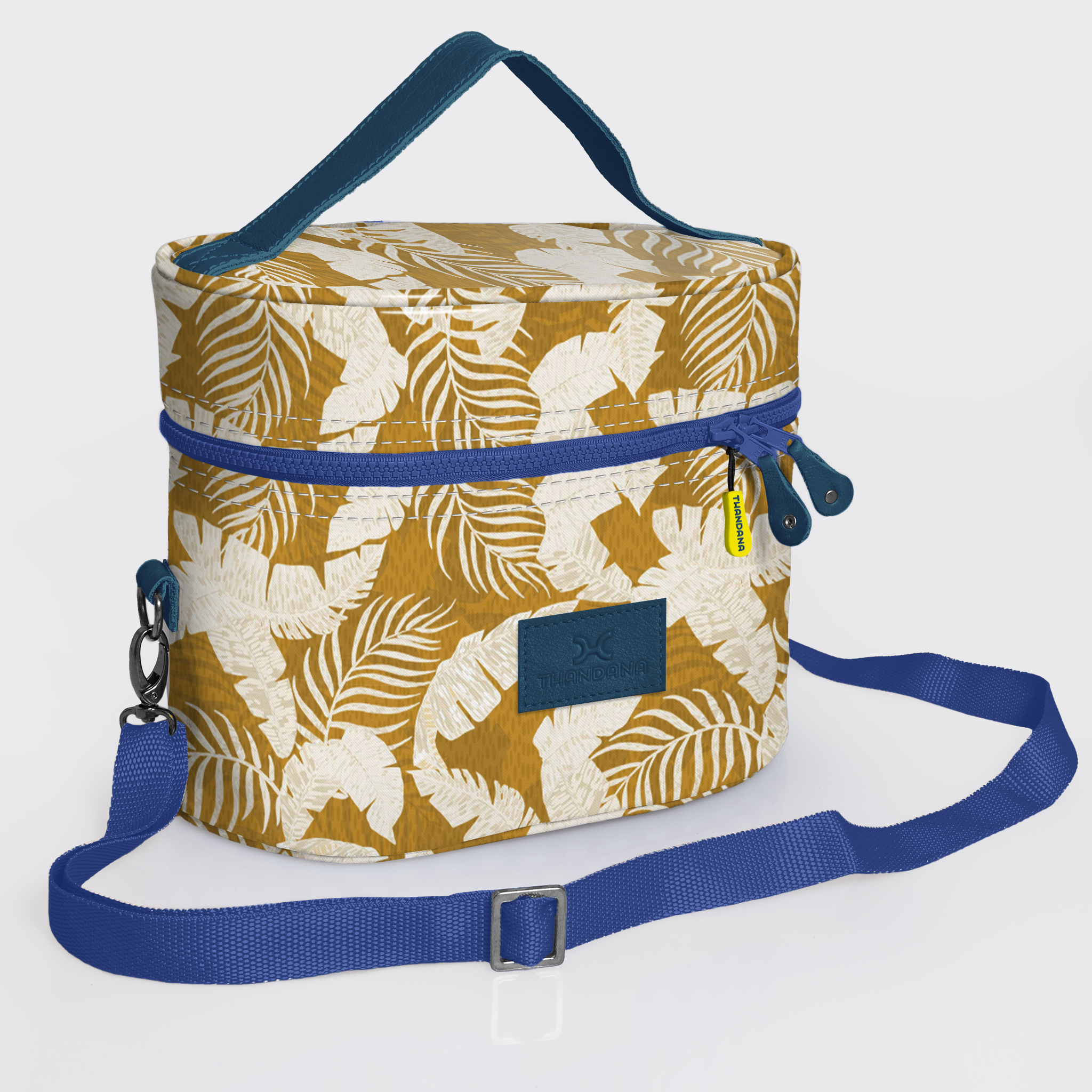 Bougie Vanity Blue | Laminated Fabric with Genuine Leather Fauna - Earth Vanity Fabric by Thandana