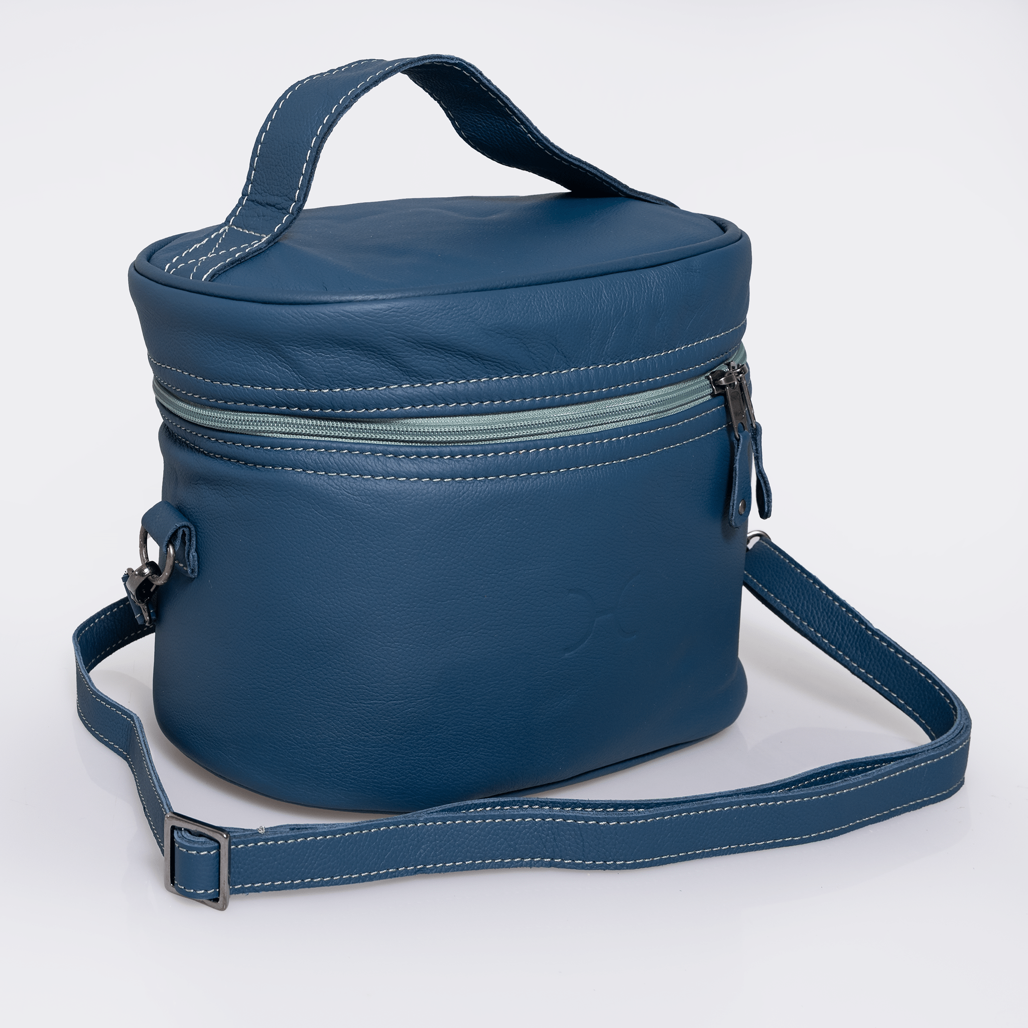 Bougie Vanity | Genuine Leather Aqua Leather Vanity Bag by Thandana