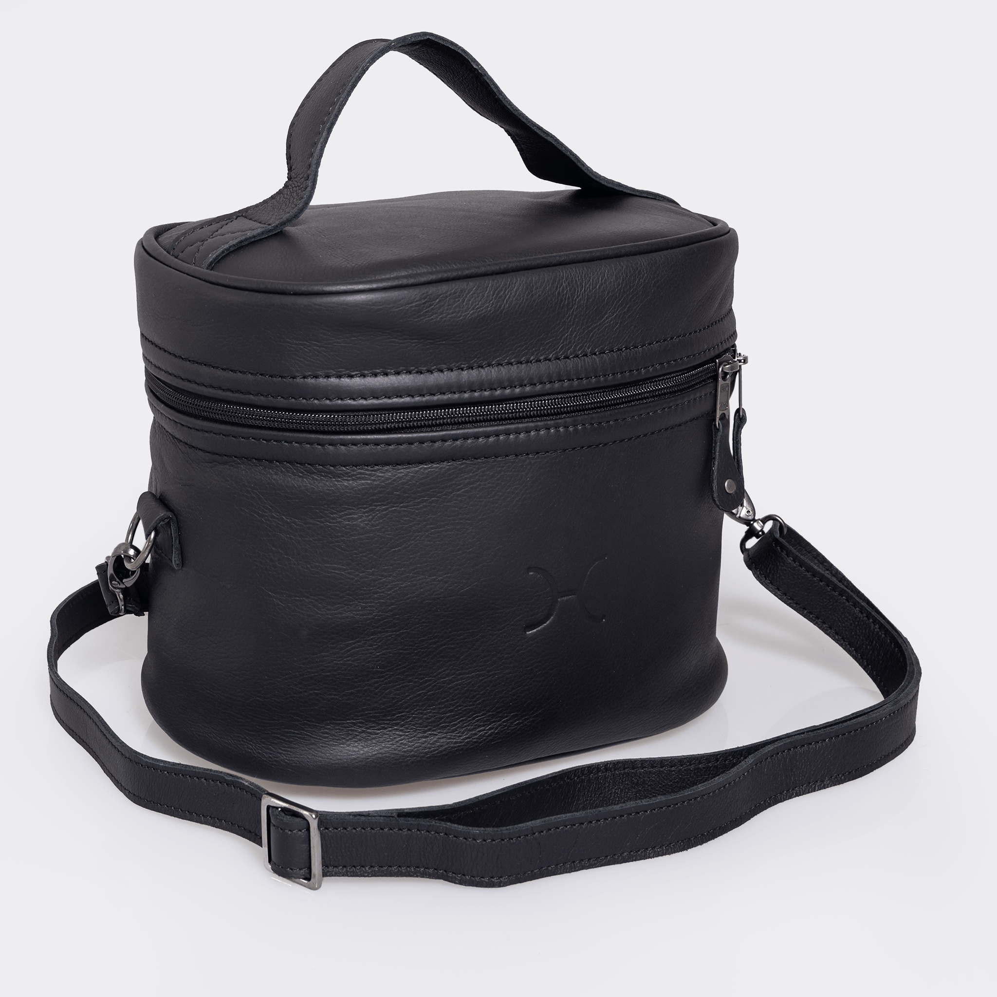 Bougie Vanity | Genuine Leather Black Leather Vanity Bag by Thandana