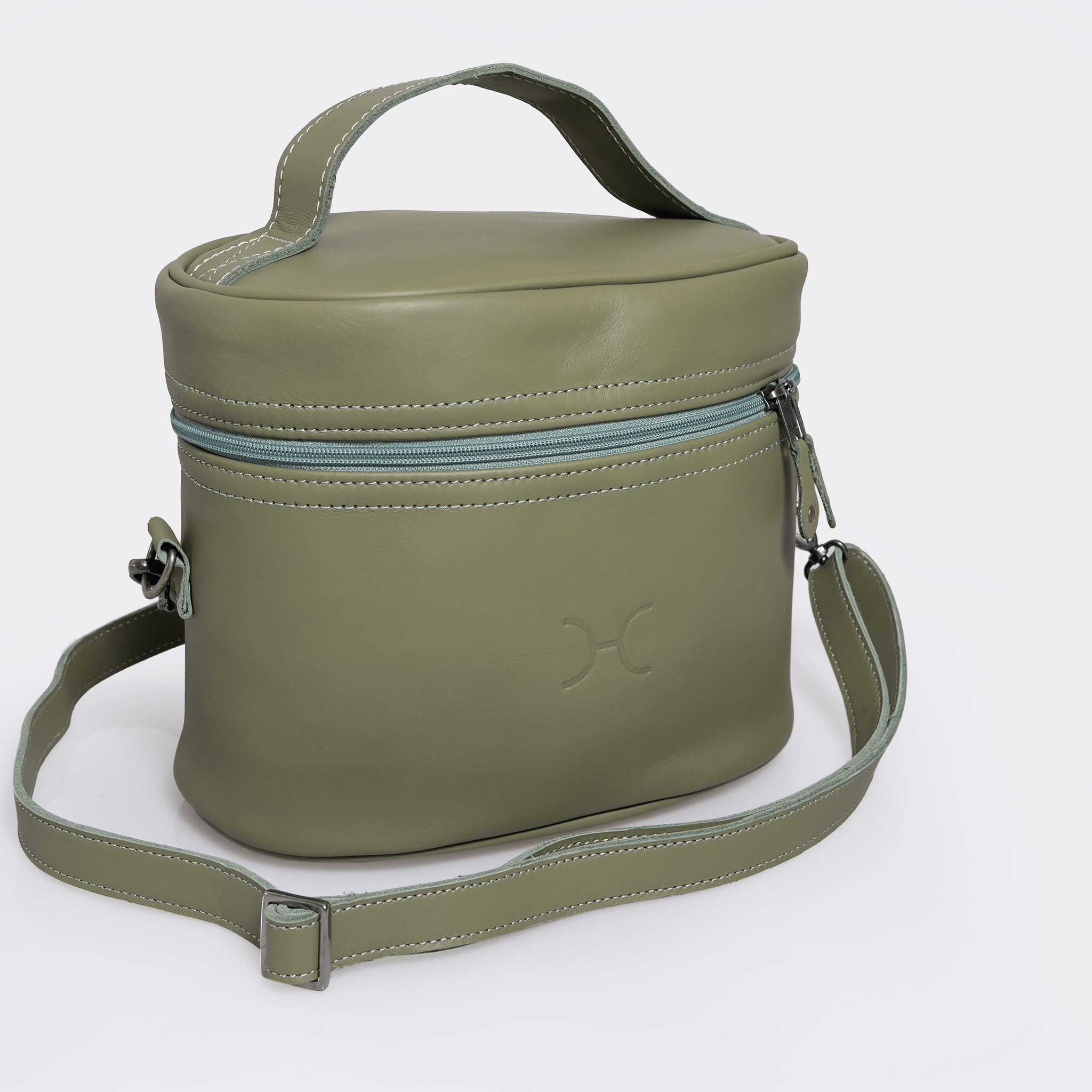 Bougie Vanity | Genuine Leather Green Leather Vanity Bag by Thandana