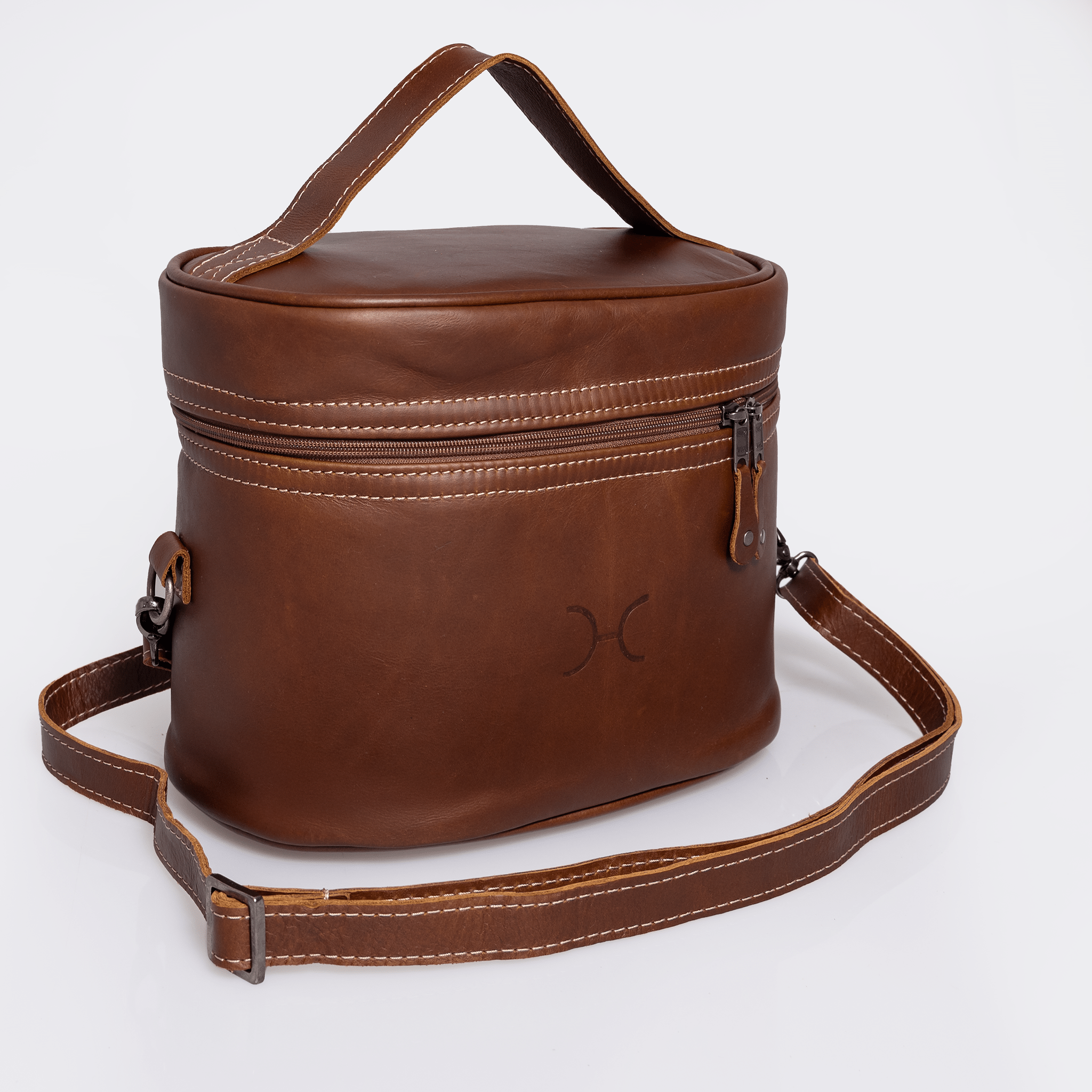 Bougie Vanity | Genuine Leather Tobac Leather Vanity Bag by Thandana
