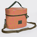 Bougie Vanity Olive | Laminated Fabric with Genuine Leather Cheetah - Preppy Vanity Fabric by Thandana