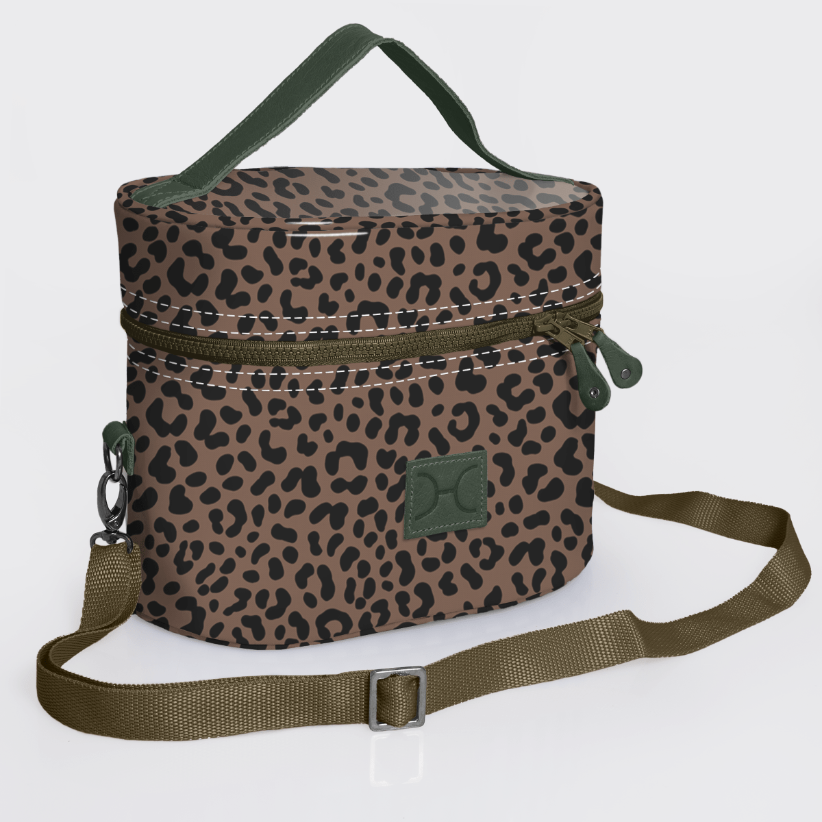 Bougie Vanity Olive | Laminated Fabric with Genuine Leather Cheetah - Coffee Vanity Fabric by Thandana