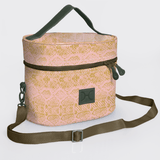 Bougie Vanity Olive | Laminated Fabric with Genuine Leather Crazy Daisy - Blush Vanity Fabric by Thandana