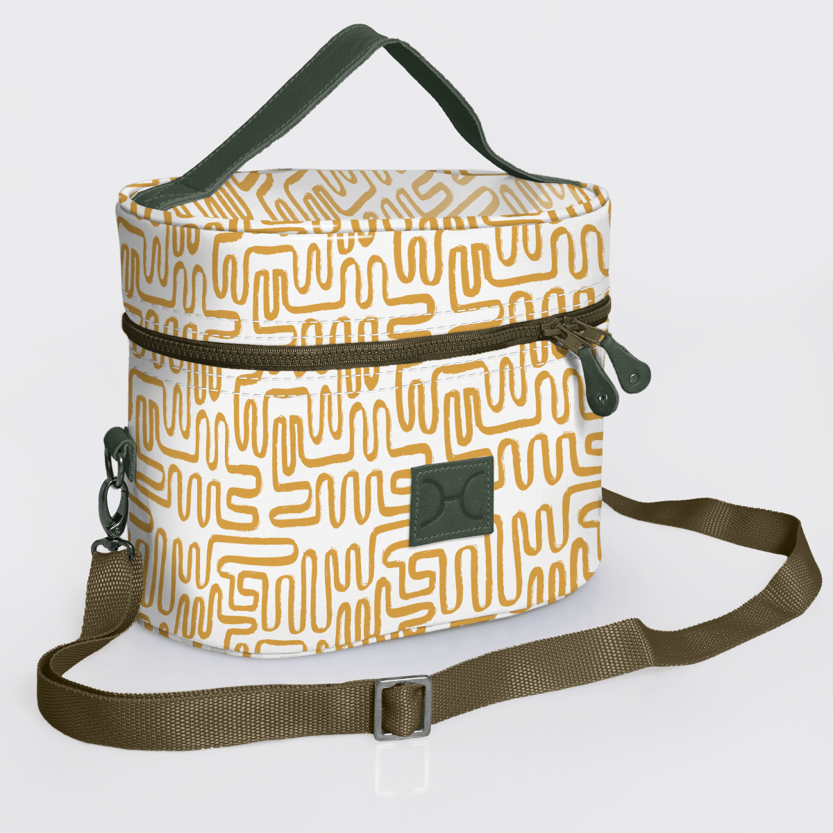Bougie Vanity Olive | Laminated Fabric with Genuine Leather Geo - Sand Vanity Fabric by Thandana