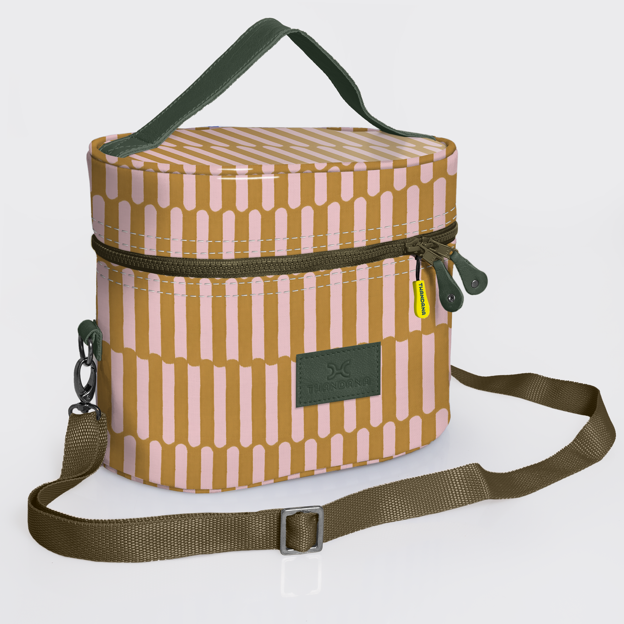 Bougie Vanity Olive | Laminated Fabric with Genuine Leather Indie - Sunset Vanity Fabric by Thandana