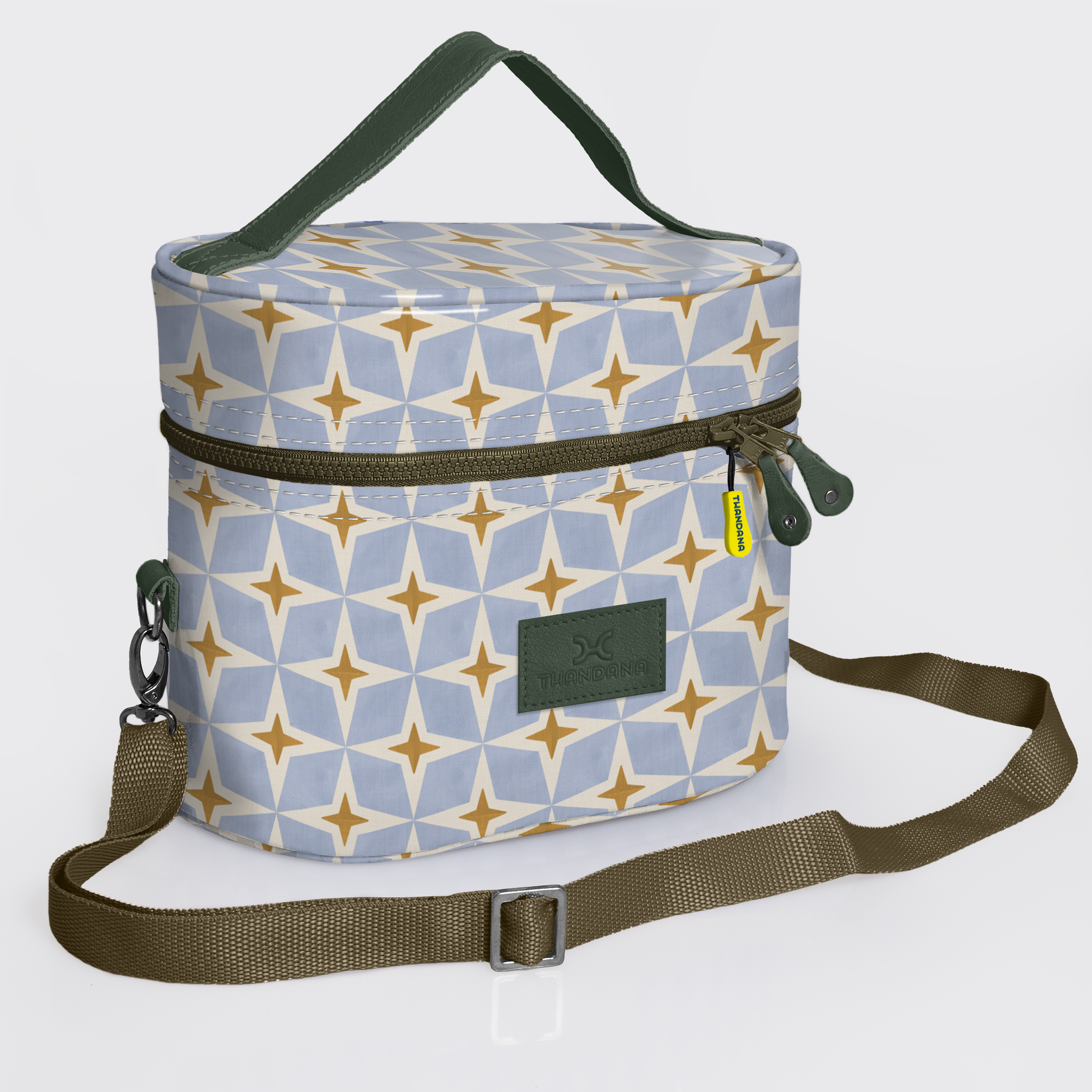 Bougie Vanity Olive | Laminated Fabric with Genuine Leather Nova - Mist Vanity Fabric by Thandana