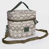 Bougie Vanity Olive | Laminated Fabric with Genuine Leather Python - Moody Vanity Fabric by Thandana