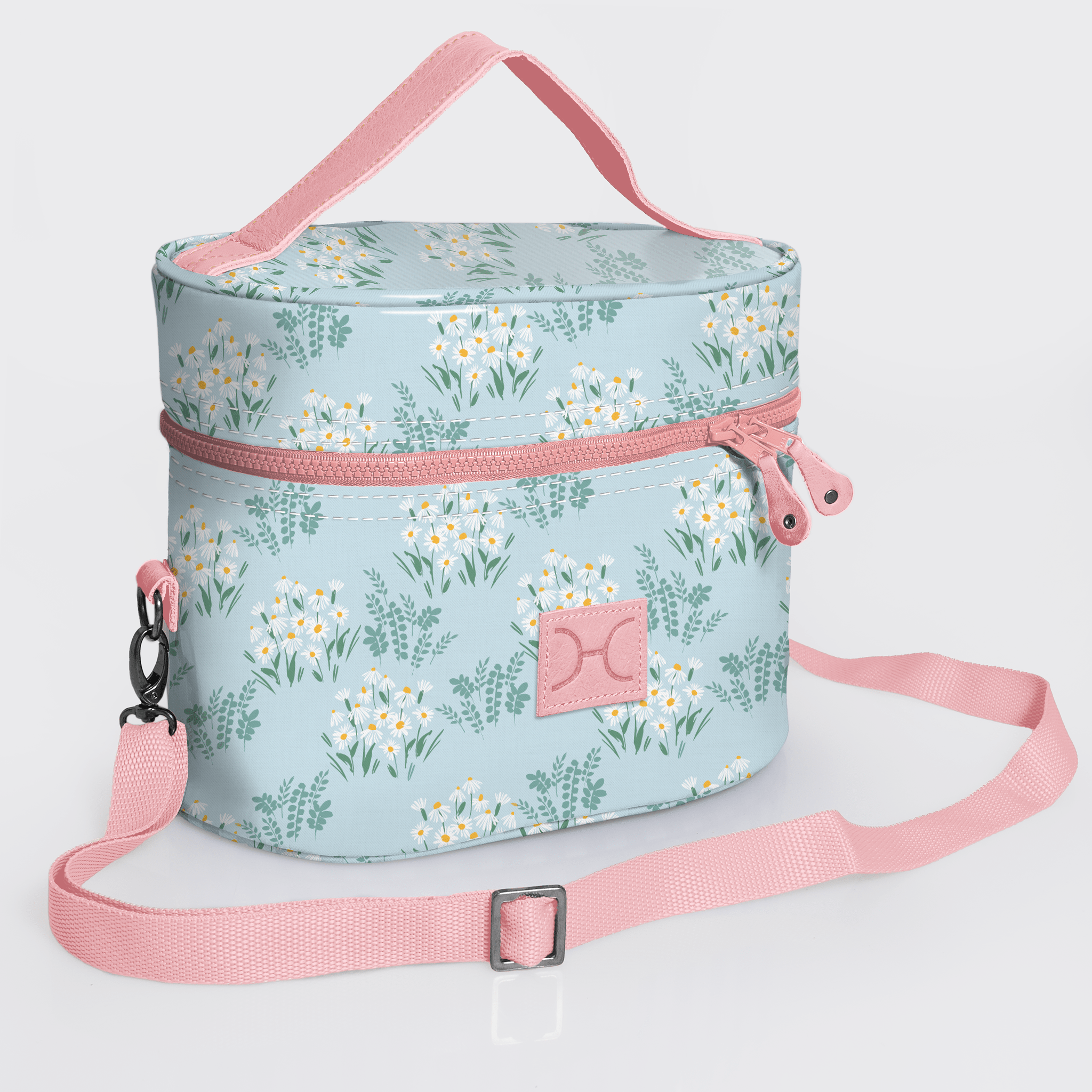 Bougie Vanity Pink | Laminated Fabric with Genuine Leather Crazy Daisy - Sage Vanity Fabric by Thandana