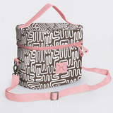 Bougie Vanity Pink | Laminated Fabric with Genuine Leather Geo - Black Vanity Fabric by Thandana