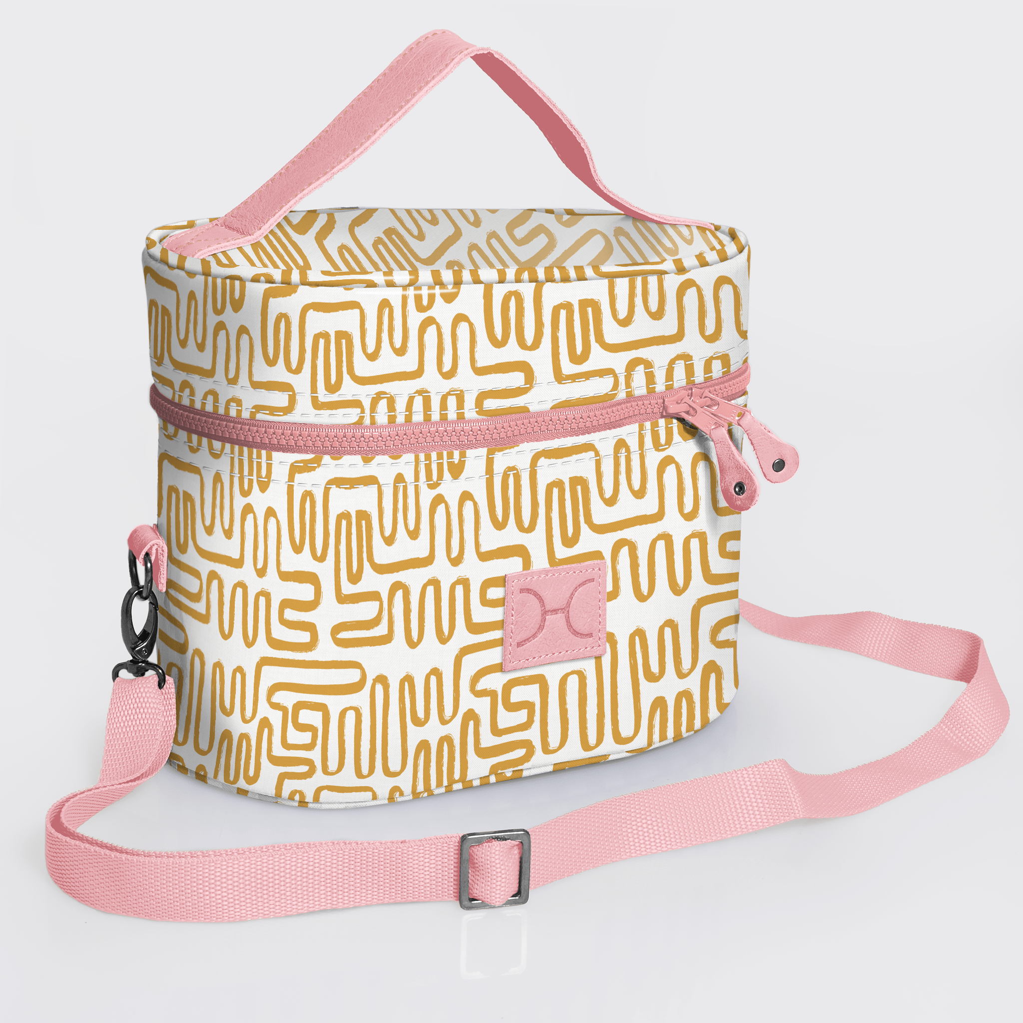 Bougie Vanity Pink | Laminated Fabric with Genuine Leather Geo - Sand Vanity Fabric by Thandana