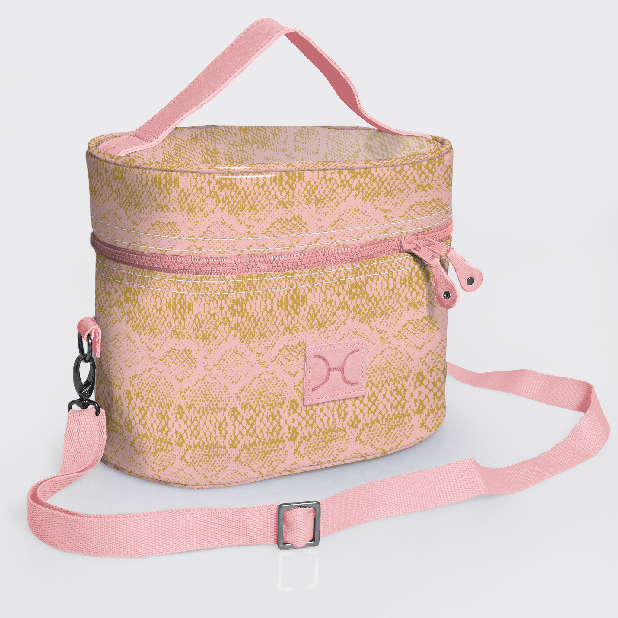 Bougie Vanity Pink | Laminated Fabric with Genuine Leather Python - Bloom Vanity Fabric by Thandana