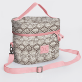 Bougie Vanity Pink | Laminated Fabric with Genuine Leather Python - Moody Vanity Fabric by Thandana