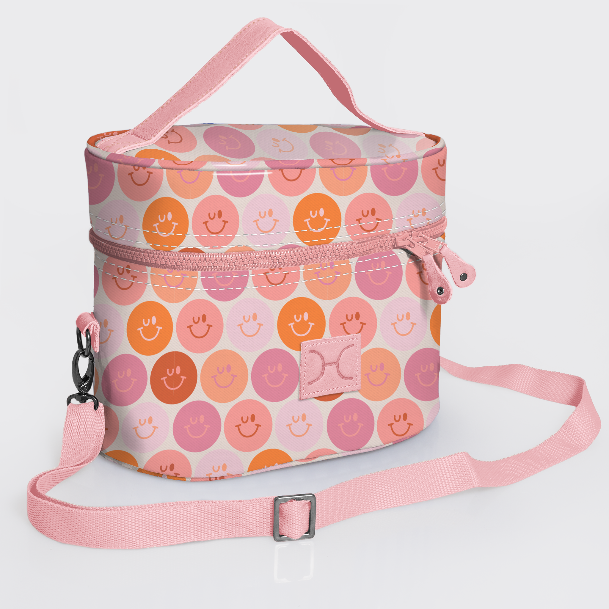 Bougie Vanity Pink | Laminated Fabric with Genuine Leather Smiley - Blush Vanity Fabric by Thandana