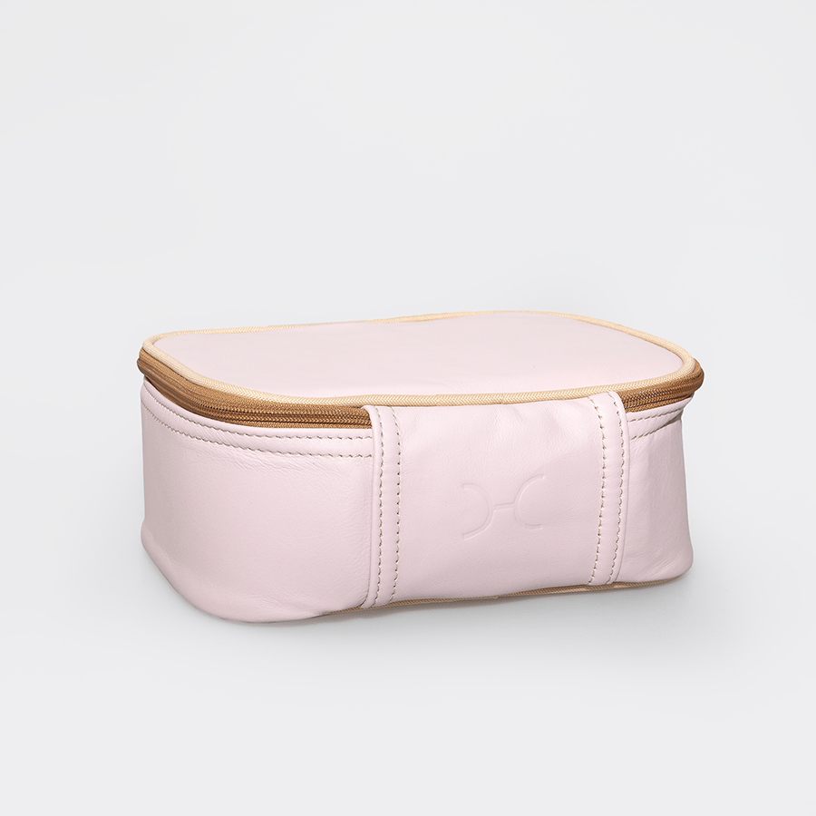 Box Vanity | Genuine Leather Blush Leather Vanity Bag by Thandana