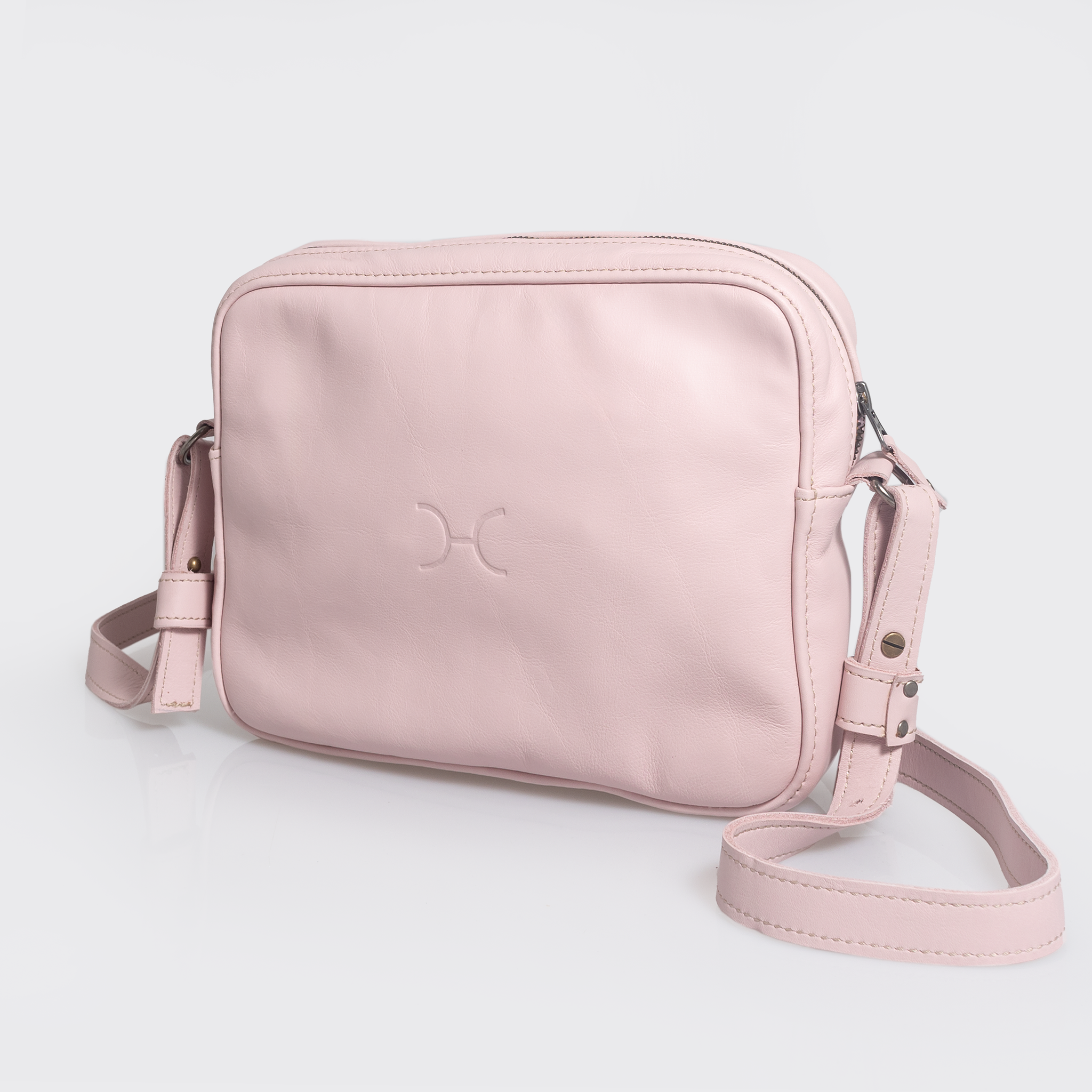 Boxy Handbag | Genuine Leather Blush Leather / 18k Gold Plated Trims Handbag by Thandana