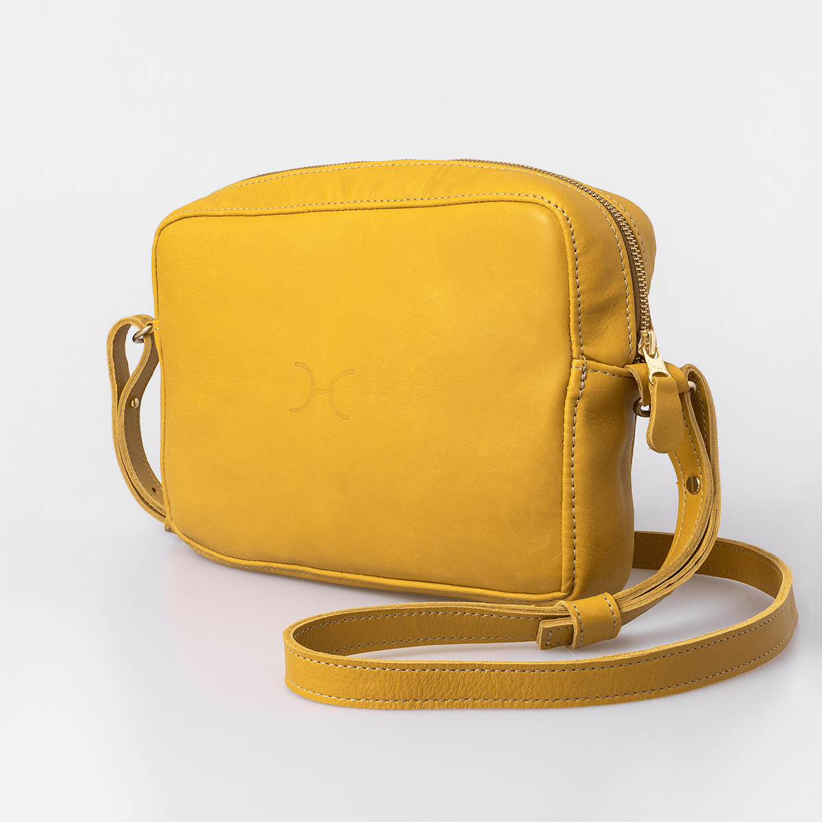 Boxy Handbag | Genuine Leather Mustard Leather / Gunmetal (default) Handbag by Thandana