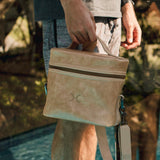 Brewski Cooler Bag | Genuine Leather | Corporate Hazelnut Leather Double Decker Cooler Bag by Thandana