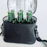 Brewski Cooler | Genuine Leather Black Leather Double Decker Cooler Bag by Thandana