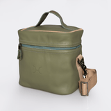 Brewski Cooler | Genuine Leather Green Leather Double Decker Cooler Bag by Thandana
