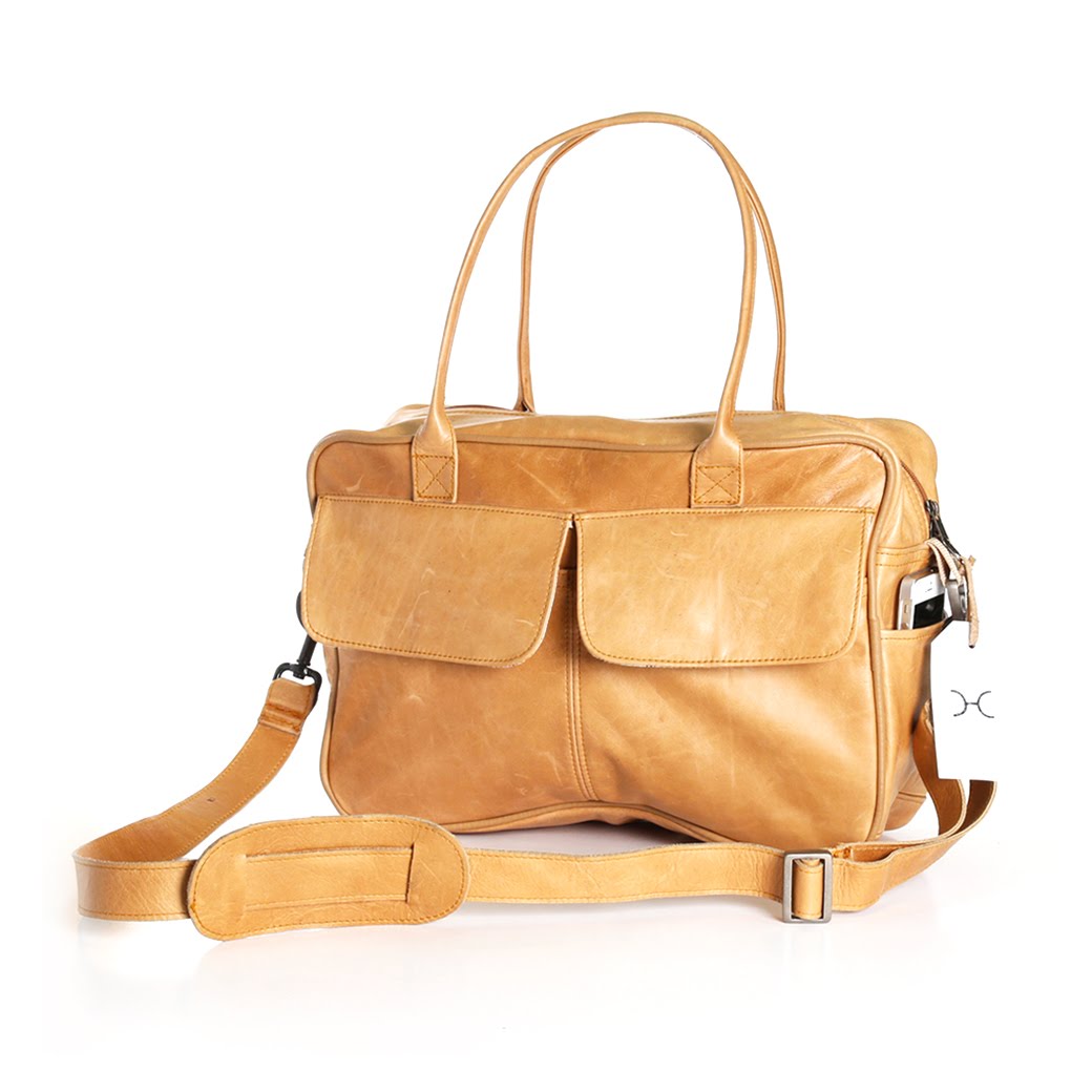 Briefcase | Genuine Leather | Corporate Hazelnut Leather / Gunmetal (default) Work Satchel by Thandana