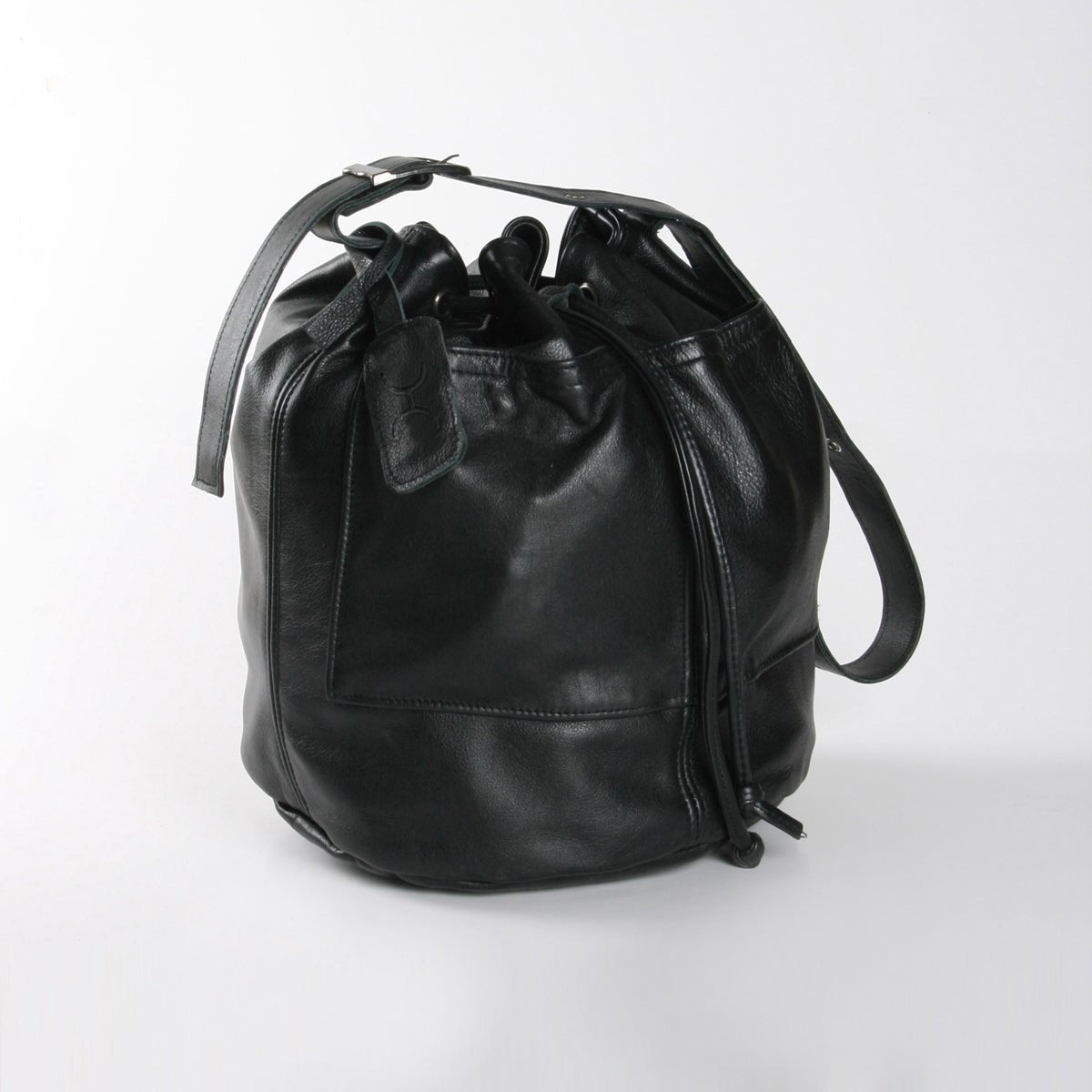 Bucket Handbag | Genuine Leather Black Leather / Gunmetal (default) Bucket Handbag by Thandana