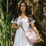 Bucket Handbag | Genuine Leather Blush Leather / Gunmetal (default) Bucket Handbag by Thandana