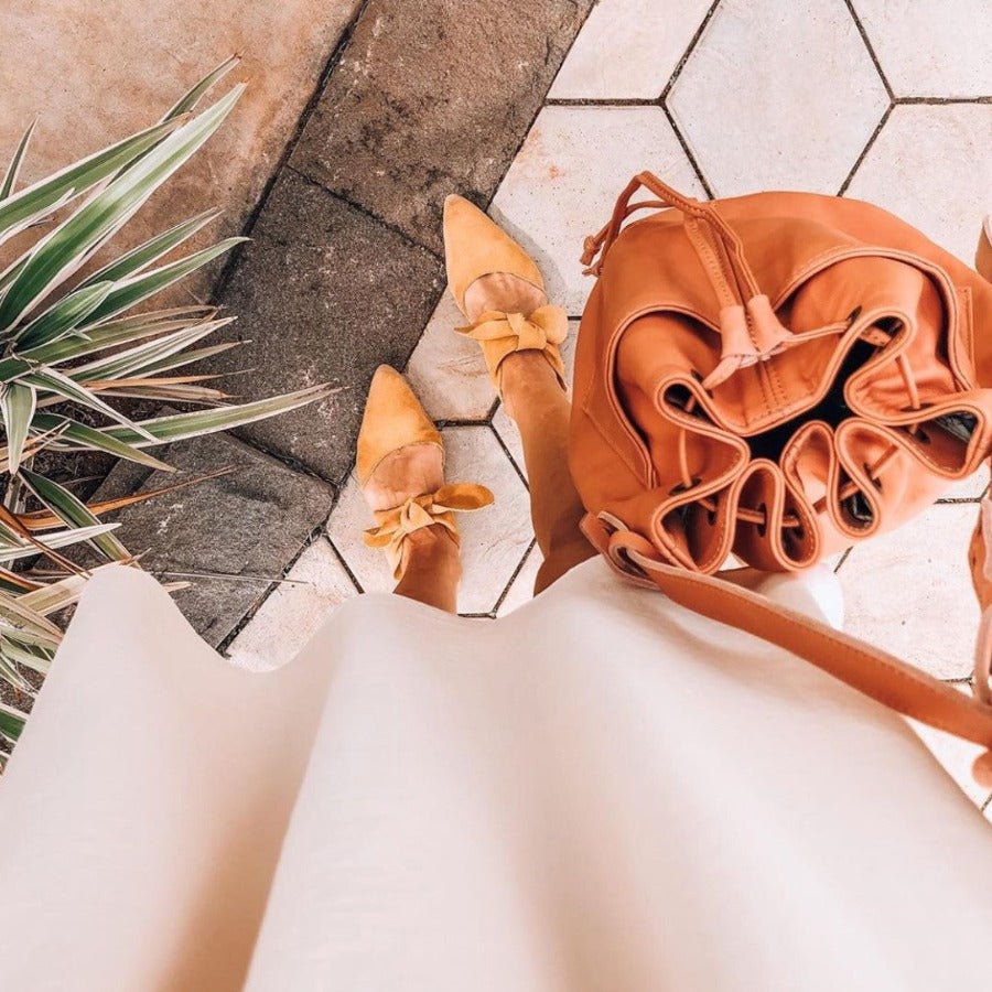 Bucket Handbag | Genuine Leather Coral Leather / Gunmetal (default) Bucket Handbag by Thandana