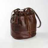 Bucket Handbag | Genuine Leather Tobac Leather / Gunmetal (default) Bucket Handbag by Thandana