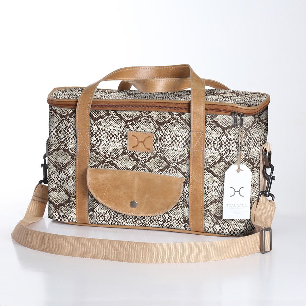 Caddy Cooler | Laminated Fabric with Genuine Leather Python - Moody Caddy Cooler by Thandana