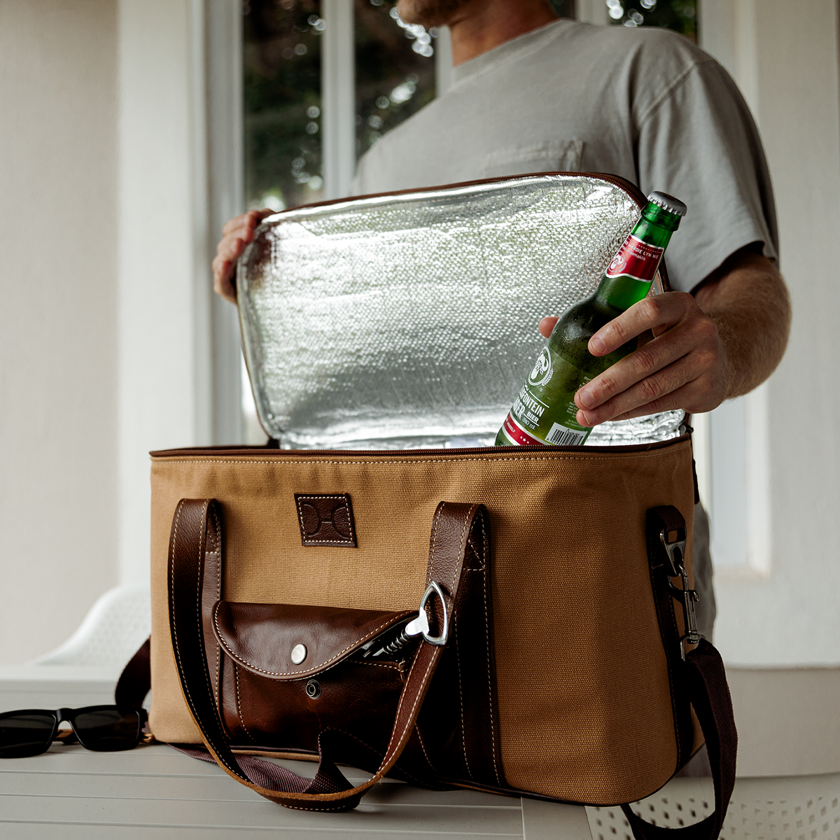 Caddy Cooler | Wax Canvas with Genuine Leather Caddy Cooler by Thandana