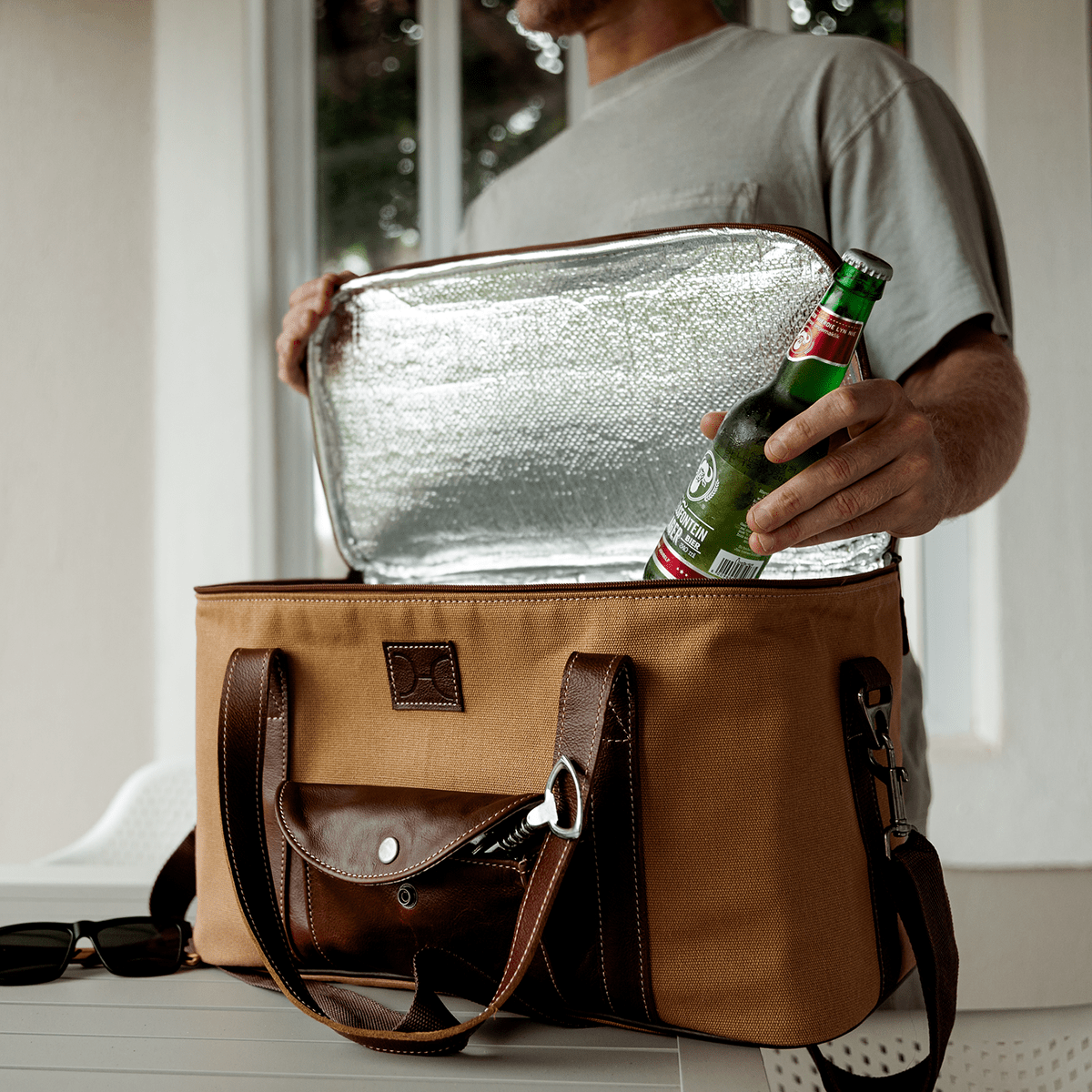 Caddy Cooler | Wax Canvas with Genuine Leather Caddy Cooler by Thandana