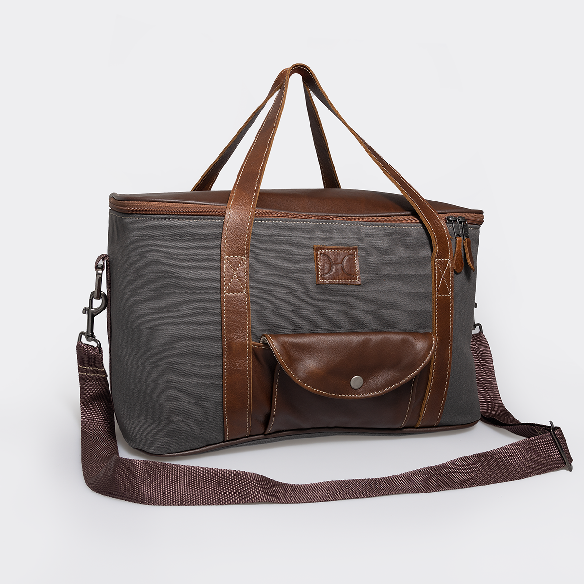 Caddy Cooler | Wax Canvas with Genuine Leather | Corporate Charcoal Canvas with Tobac Leather / Gun Metal (default)