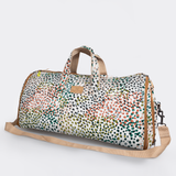 Carry All Travel Bag | Laminated Fabric with Genuine Leather Confetti - All About Large Weekender Luggage Bag