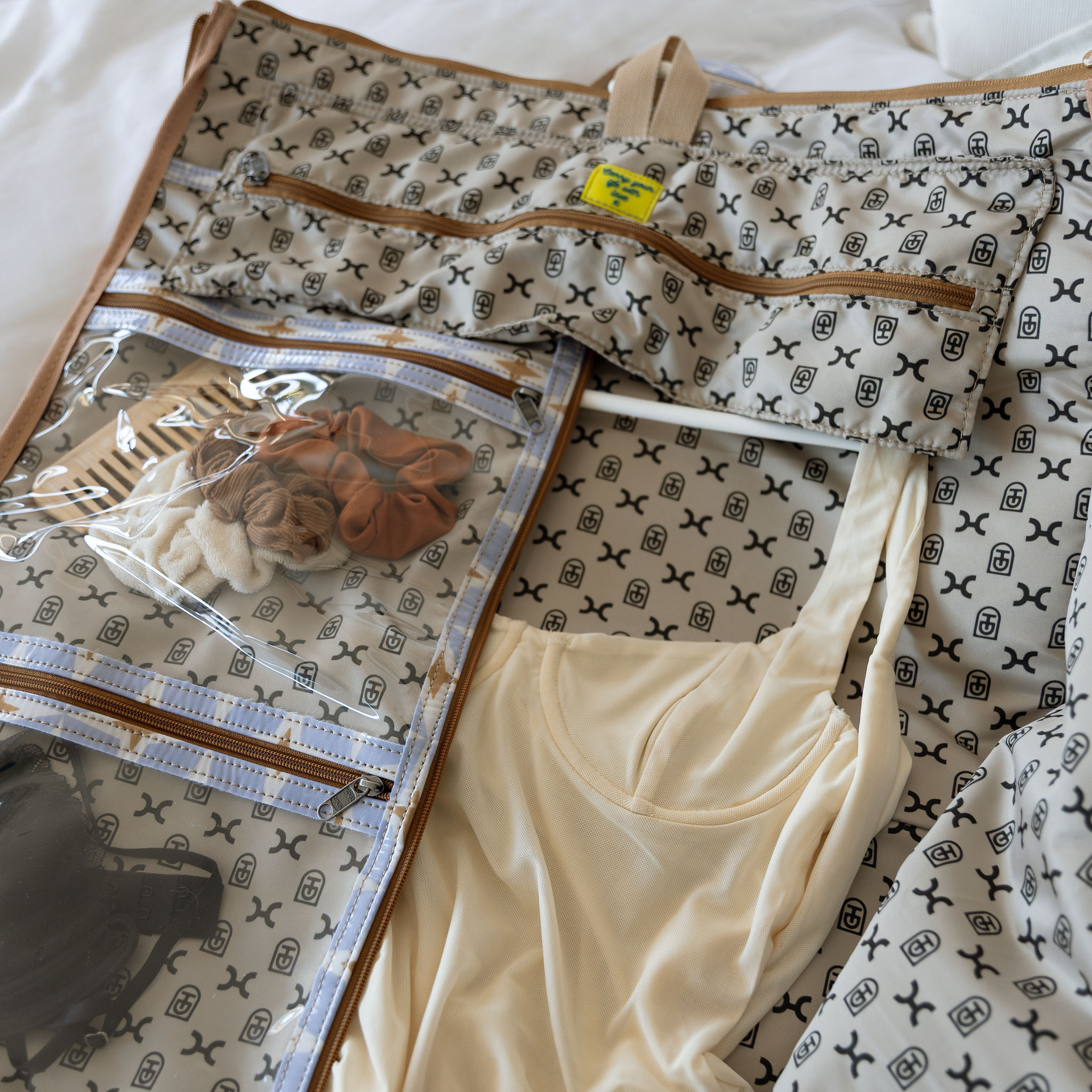 Carry All Travel Bag | Laminated Fabric with Genuine Leather Large Weekender Luggage Bag by Thandana