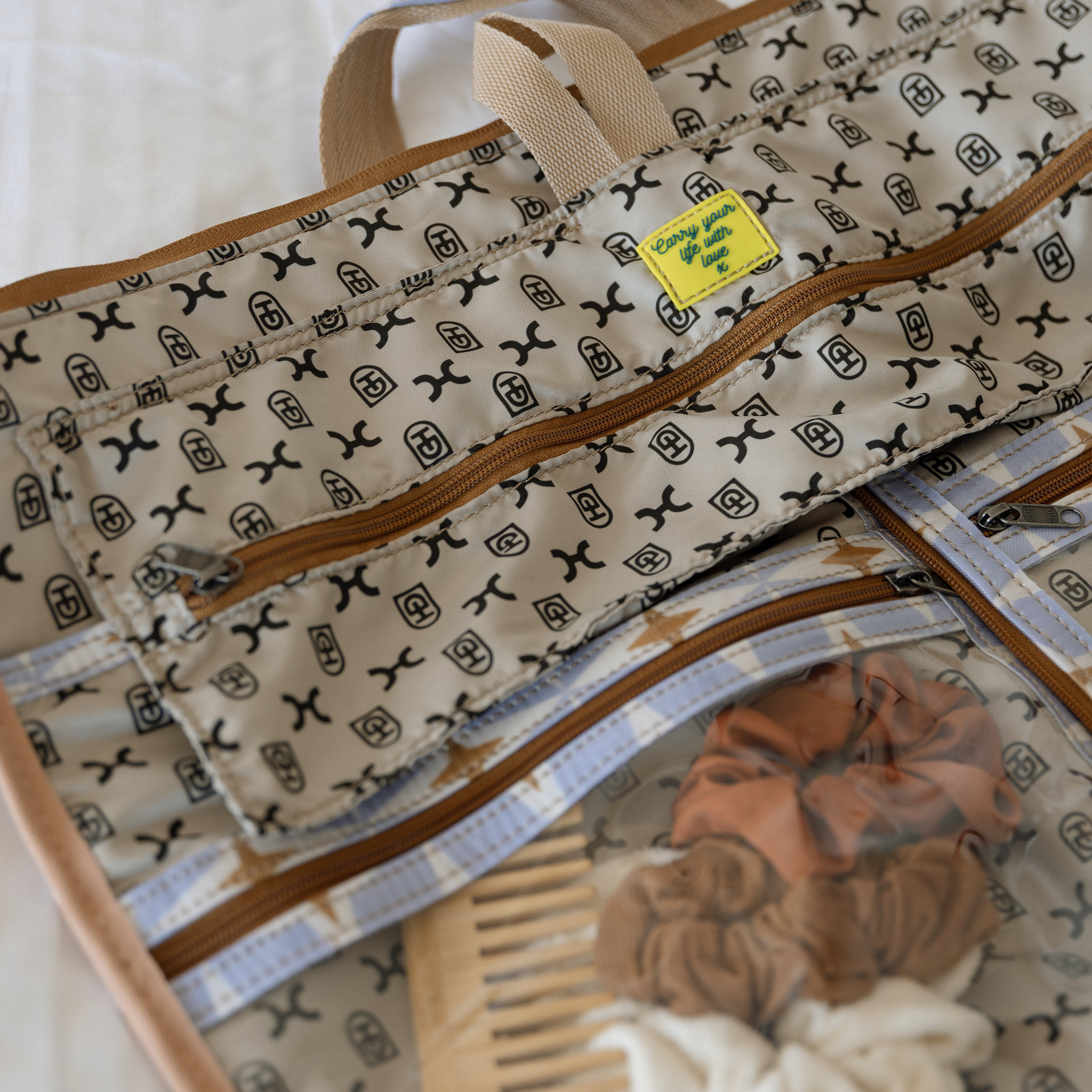 Carry All Travel Bag | Laminated Fabric with Genuine Leather Large Weekender Luggage Bag by Thandana