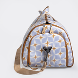 Carry All Travel Bag | Laminated Fabric with Genuine Leather Large Weekender Luggage Bag by Thandana
