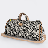 Carry All Travel Bag | Laminated Fabric with Genuine Leather Nomad Stripe - Pitch Large Weekender Luggage Bag
