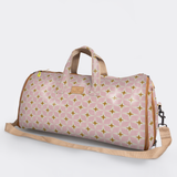 Carry all travel bag | laminated fabric with genuine leather - nova - blush - large weekender luggage bag