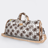 Carry All Travel Bag | Laminated Fabric with Genuine Leather Palm - Neutral Large Weekender Luggage Bag by Thandana