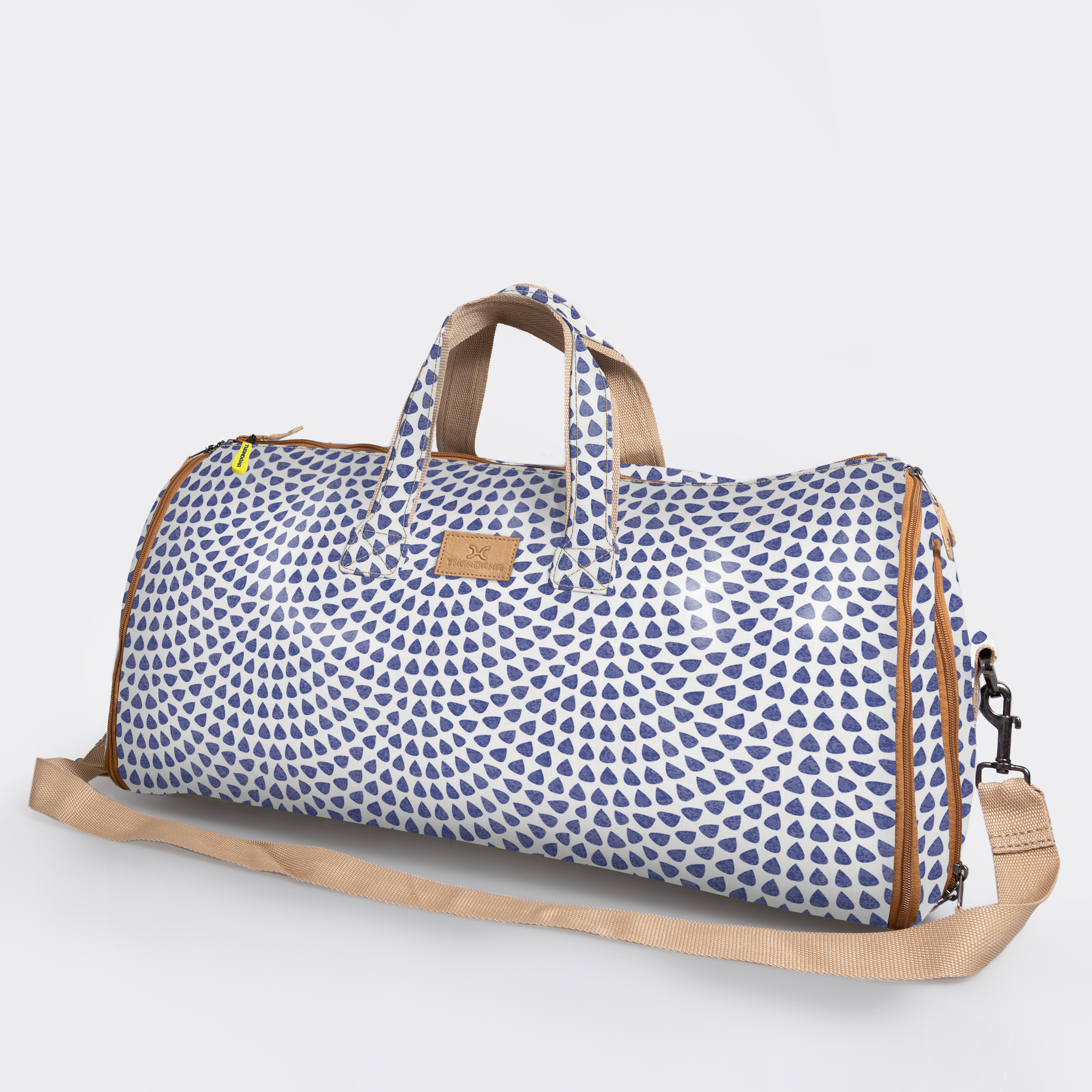 Carry All Travel Bag | Laminated Fabric with Genuine Leather Scale Away with me - Dazzling Blue Large Weekender Luggage