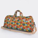 Carry All Travel Bag | Laminated Fabric with Genuine Leather Smiley - Jet Large Weekender Luggage Bag by Thandana
