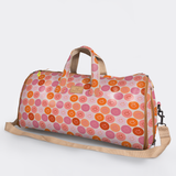 Carry All Travel Bag | Laminated Fabric with Genuine Leather Smiley - Blush Large Weekender Luggage Bag by Thandana