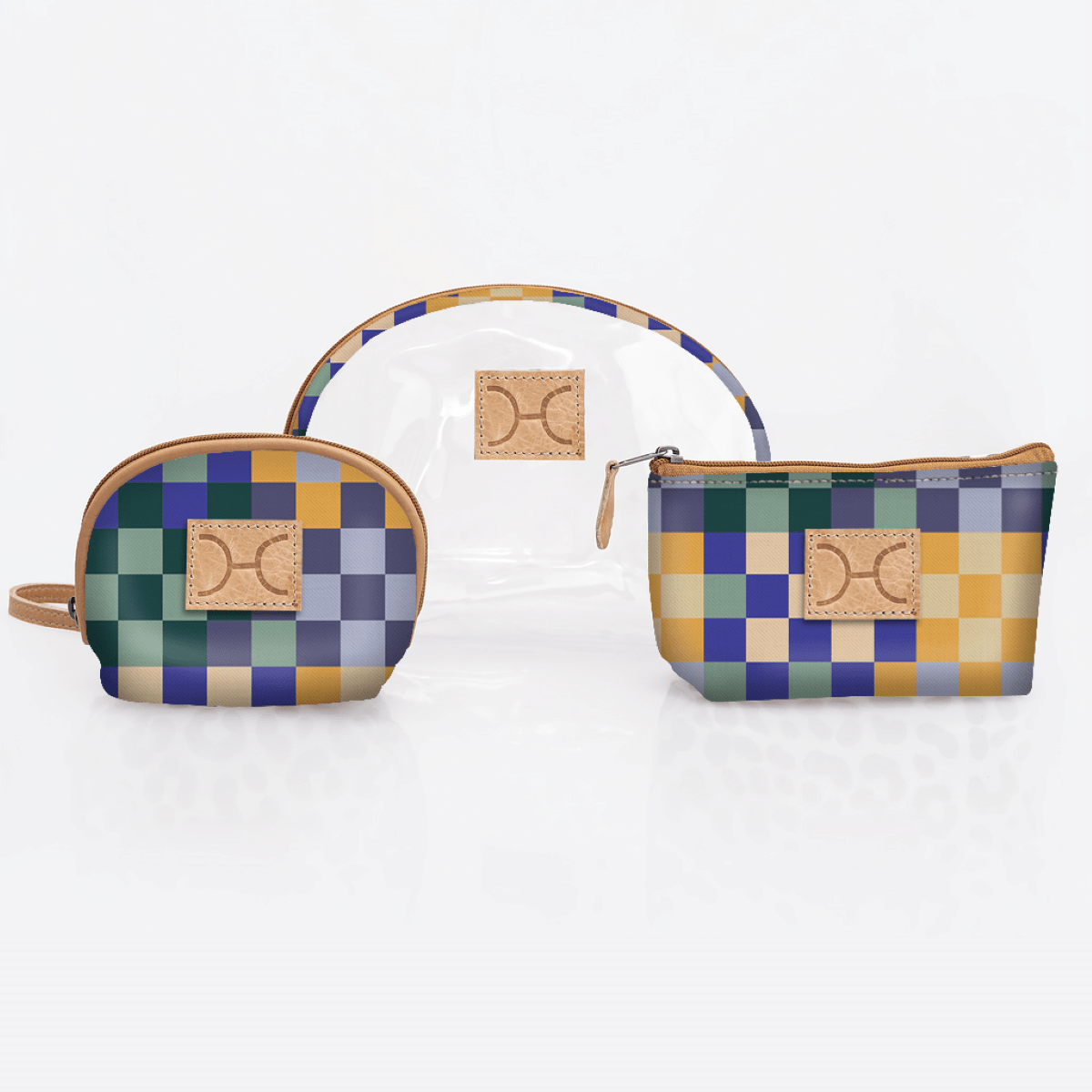 Clear Big Mouth Set | Laminated Fabric Checker - Jet / Chunky Zip Vanity Fabric by Thandana